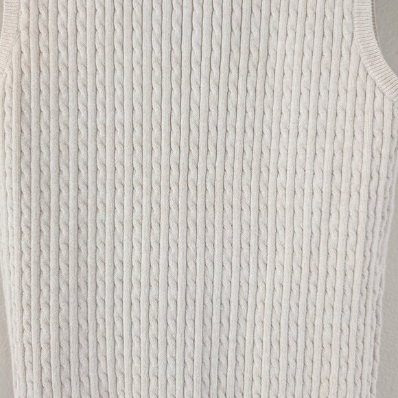 Vintage Wainscott Sleeveless Cable Knit Turtleneck Sweater Vest in Beige - M - Picture 4 of 6